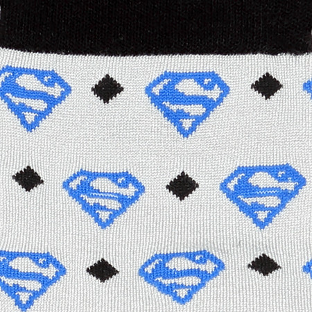 Superman Logo Diamond Pattern White Colorway Dress Socks