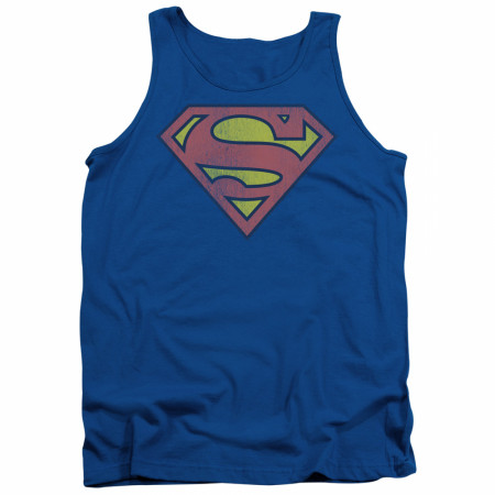 Superman Royal Blue Distressed Symbol Tank Top