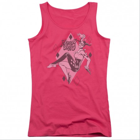 Harley Quinn Diamonds Pink Juniors Tank Top