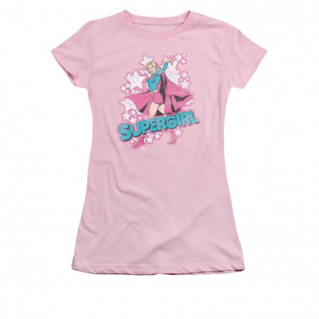 Superman Supergirl Stars Pink Juniors T-Shirt