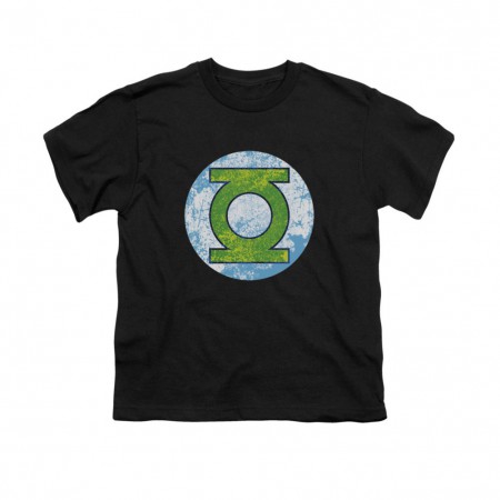 Green Lantern Neon Distressed Logo Black Youth Unisex T-Shirt