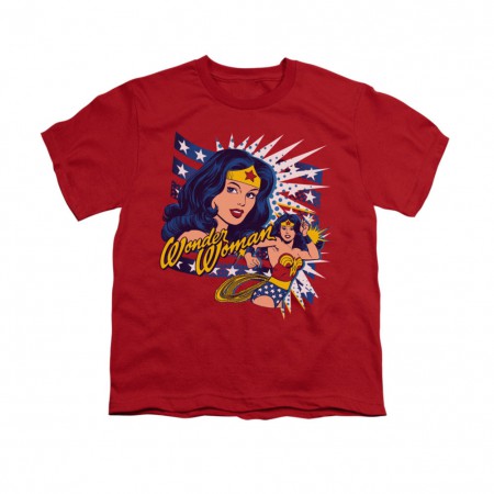 Wonder Woman Pop Art Red Youth Unisex T-Shirt