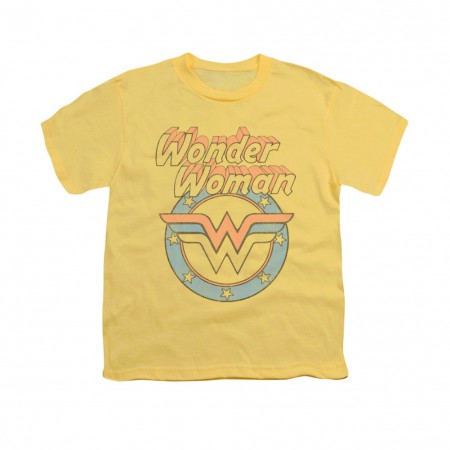 Wonder Woman Faded Yellow Youth Unisex T-Shirt