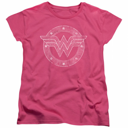 Wonder Woman Distressed Logo Pink Colorway Women's T-Shirt