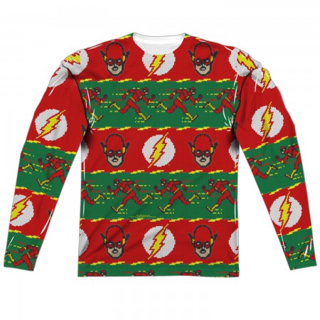 The Flash Ugly Christmas Sweater Print Long Sleeve T-Shirt