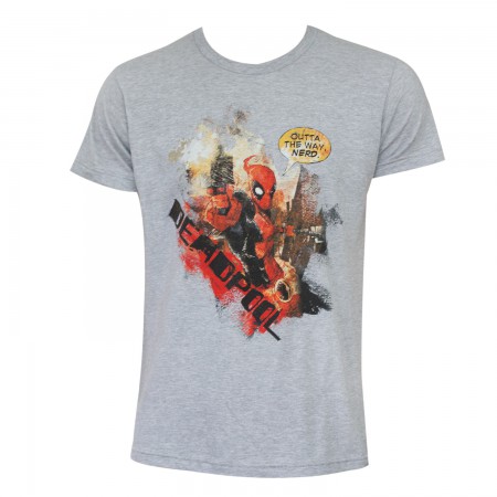 Deadpool Comic Outta The Way Grey Shirt