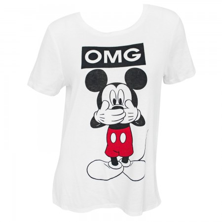 Disney Mickey Mouse OMG Women's White T-Shirt