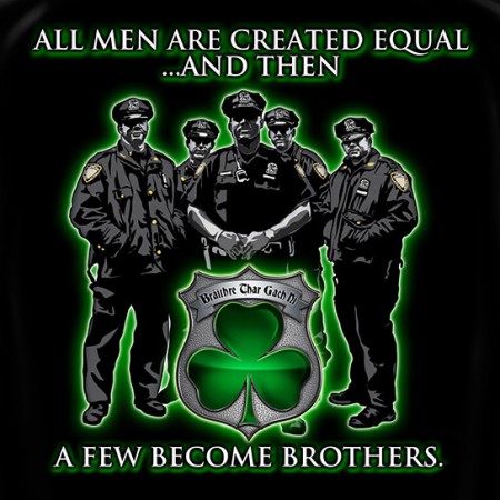 Police Force Brothers St. Patrick's Day Black Graphic Tee Shirt