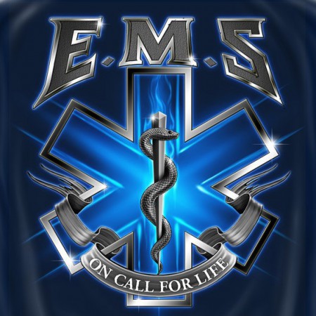 EMS On Call For Life USA Patriotic Navy Graphic T Shirt