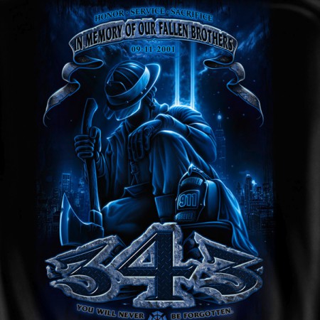 Firefighter 343 Fallen Brothers Black Graphic Hoodie Sweatshirt FREE SHIPPING