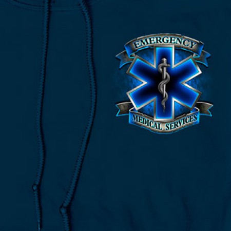 EMS Service Before Self Navy Graphic Hoodie Sweatshirt FREE SHIPPING
