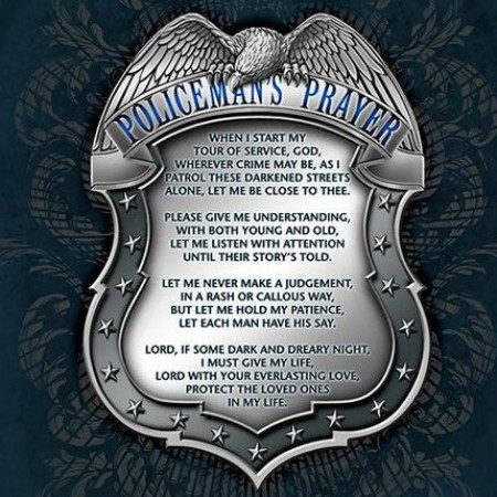 Men's Blue Policeman's Prayer Badge Tee Shirt
