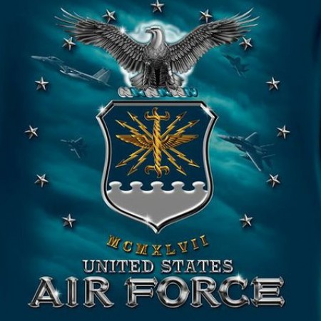 Men's Blue Long Sleeve US Air Force Eagle Crest Shirt