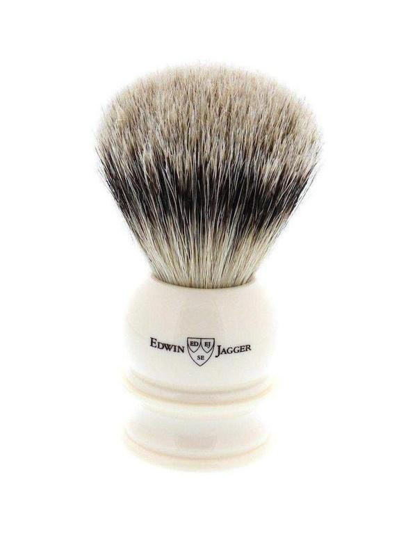 Product image 1 for Edwin Jagger Silver Tip Badger Shaving Brush, Extra Large, Imitation Ivory