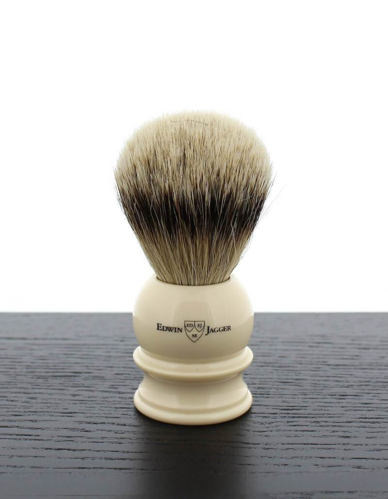 Edwin Jagger Silver Tip Badger Shaving Brush, Extra Large, Imitation Ivory