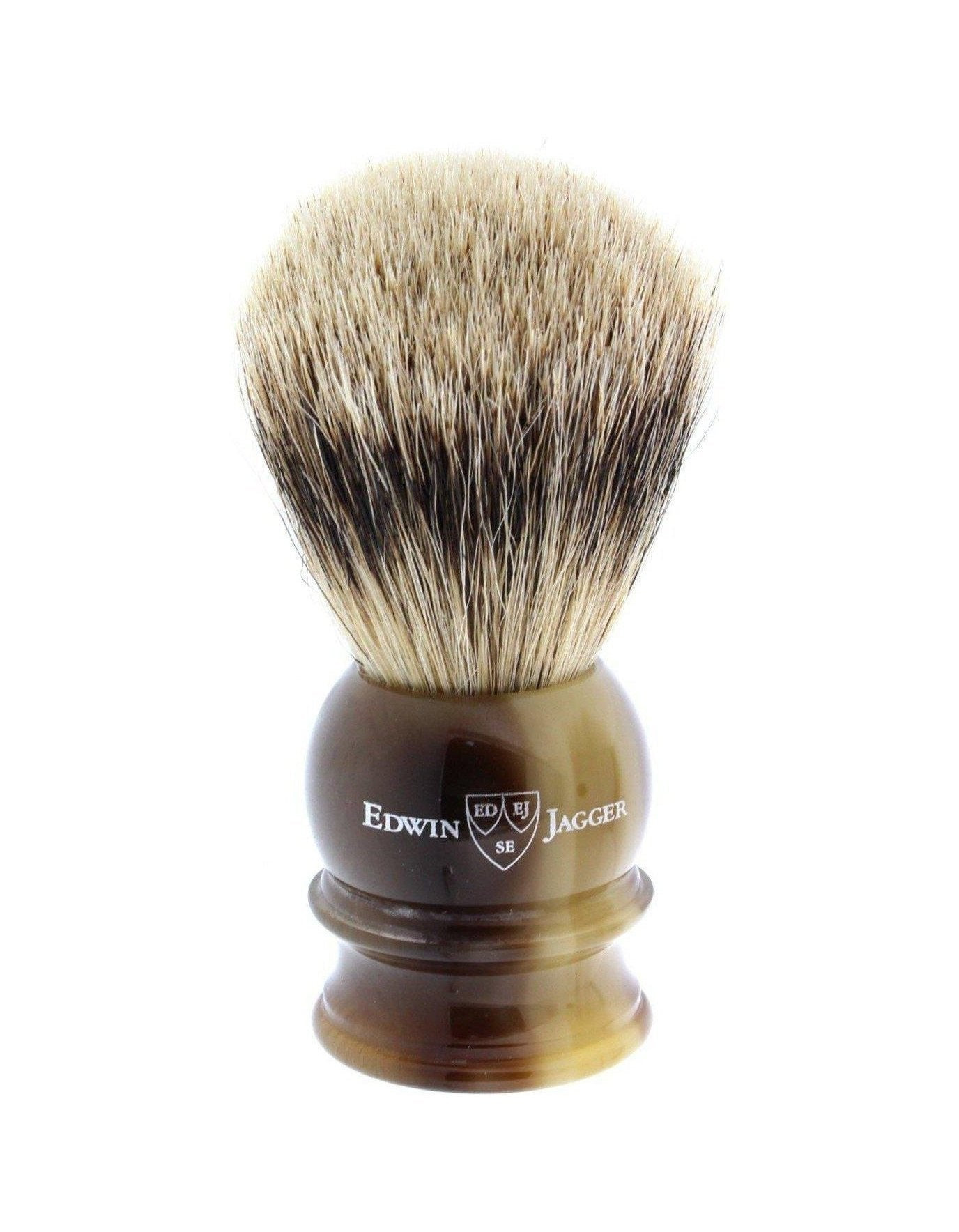 Product image 1 for Edwin Jagger Silver Tip Badger Shaving Brush, Medium, Imitation Horn