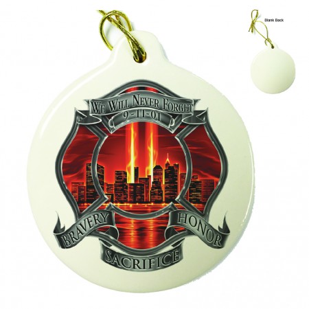Red High Honor Firefighter Tribute Porcelain Ornament