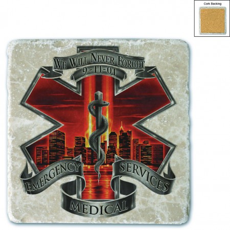 Red High Honor EMS Tribute Stone Coaster