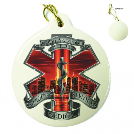 Red High Honor EMS Tribute Porcelain Ornament