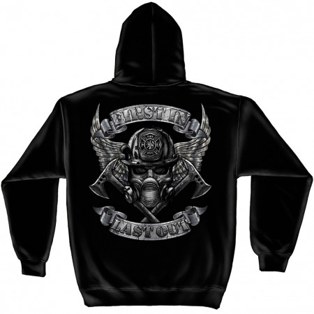 Firefighter First In Last Out Foil Black Hoodie