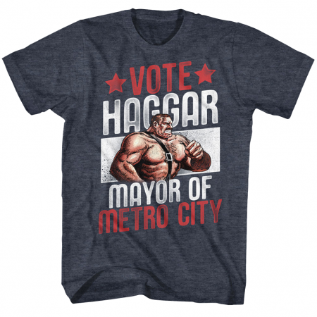 Final Fight Vote Haggar Mayor Men's Grey T-Shirt