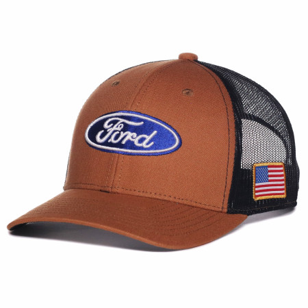Ford Logo Raised Stitched Patch Pre-Curved Adjustable Trucker Hat