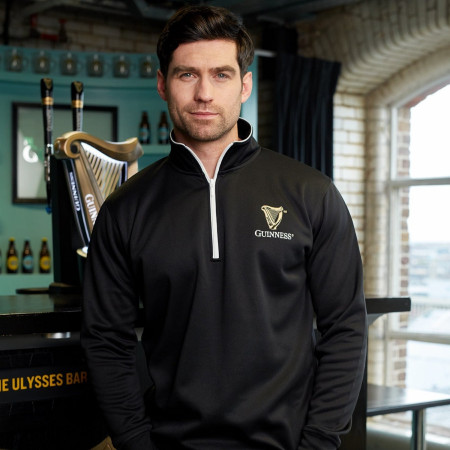 Guinness Harp Logo Recycled Fabric Quarter Zip Performance Top