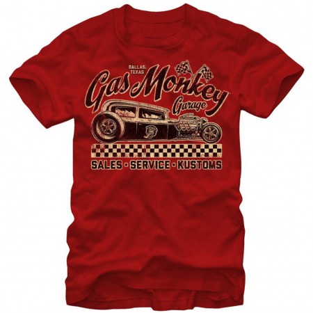 Gas Monkey Checkered Flag Men's Red T-Shirt
