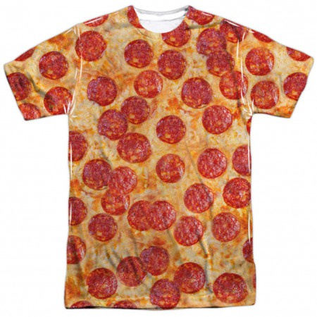 Slice of Pepperoni Pizza Front and Back Print Men's T-Shirt