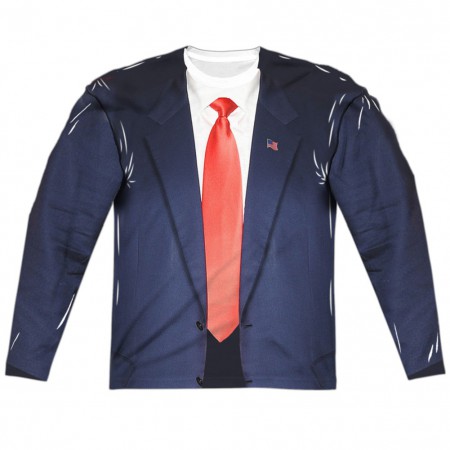 Presidential Suit and Tie Long Sleeve Men's Costume Shirt