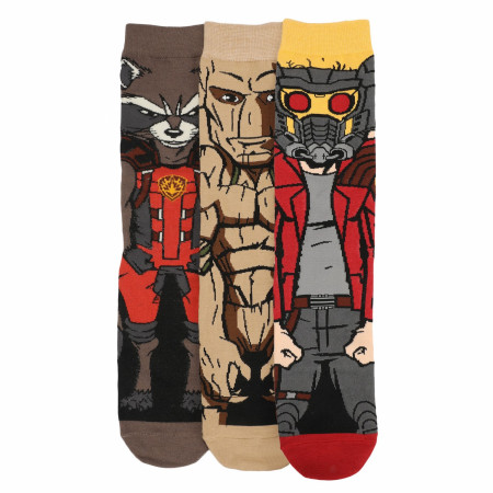 Guradians of The Galaxy 360 Character 3-Pair Pack of Crew Socks