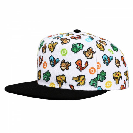 Pokemon Starter Sprites Flat Bill Snapback Hat