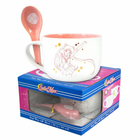Sailor Moon Bright Stars 12oz Ceramic Soup Mug with Spoon