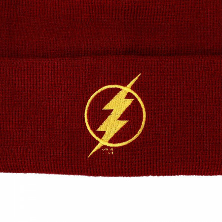 The Flash Logo Dark Red Colorway Cuffed Beanie