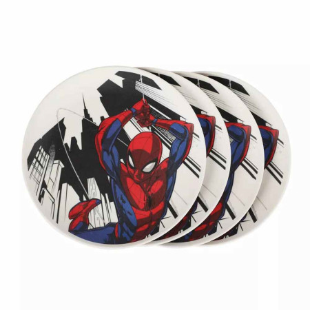Spider-Man Swinging Through the City Bamboo 4-Piece Plate Set
