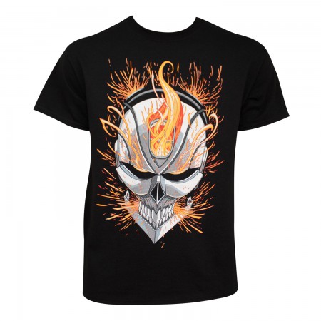 Ghost Rider Men's Black Flaming Skull T-Shirt