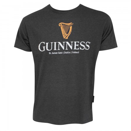 Guinness Men's Charcoal Grey Harp Logo T-Shirt