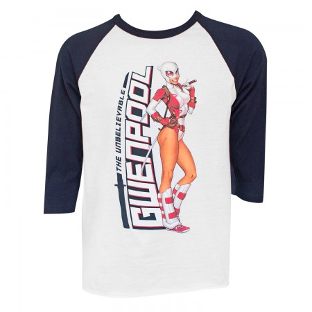 Gwenpool White & Black Raglan Sleeve Men's Tee Shirt
