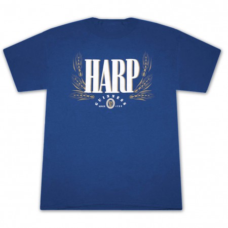 Harp Lager Guinness Men's 2-Sided Blue Graphic T-Shirt