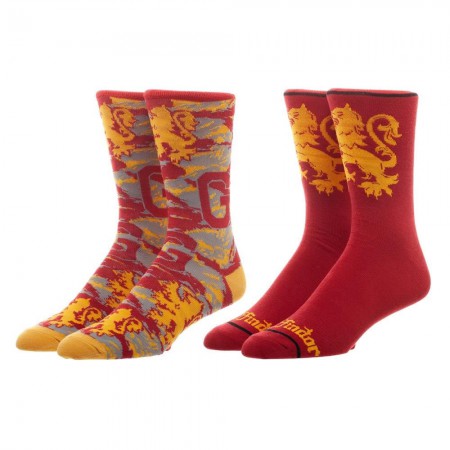 Harry Potter Gryffindor Men's Crew Sock Set Of 2 Pairs