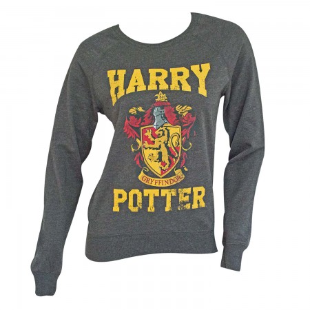 Harry Potter Ladies Crest Grey Crewneck Sweatshirt