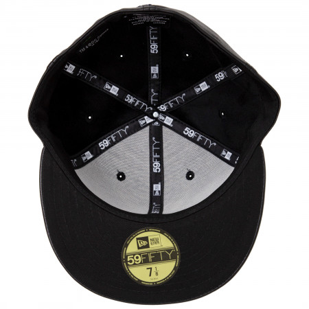 Nightwing Symbol Black Faux Leather New Era 59Fifty Fitted Hat.