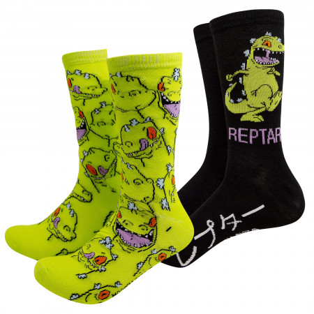 Rugrats Reptar 2-Pack Black And Green Crew Socks