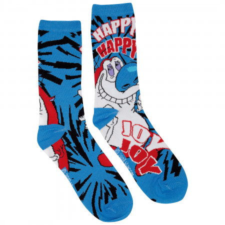 Ren And Stimpy 2-Pack Black and Blue Crew Socks