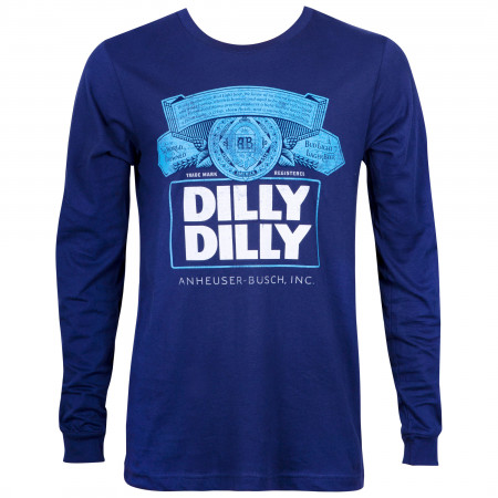 Bud Light Men's Navy Blue Long Sleeve Dilly Dilly Shirt