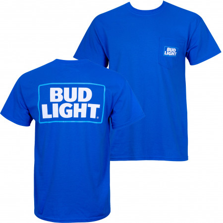 Bud Light Men's Blue Modern Logo Pocket T-Shirt