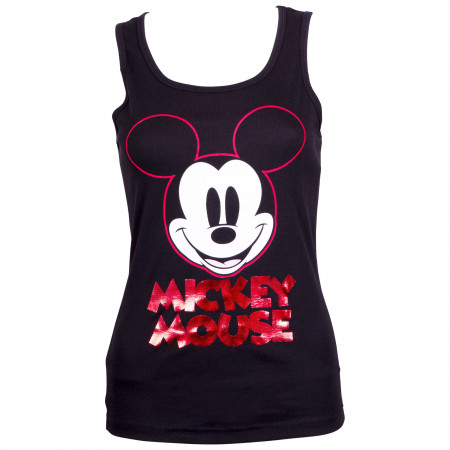 Mickey Mouse Women's Black Red Foil Tank Top