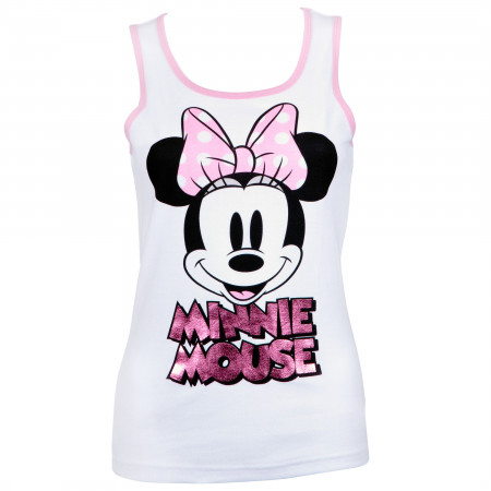 Minnie Mouse Women's White Pink Foil Tank Top