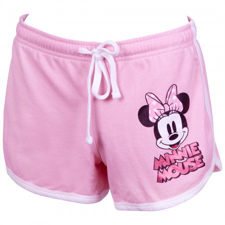 Minnie Mouse Ladies Pink Foil Logo Shorts