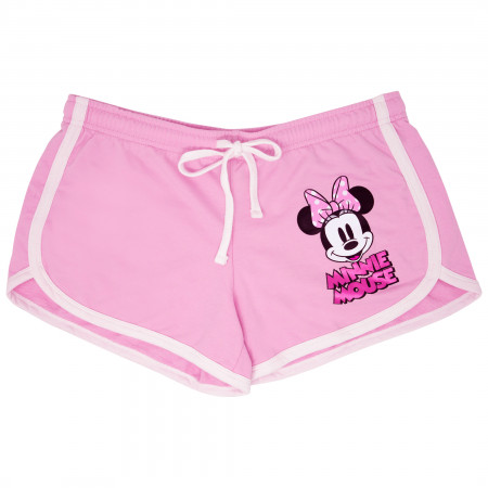Minnie Mouse Ladies Pink Foil Logo Shorts